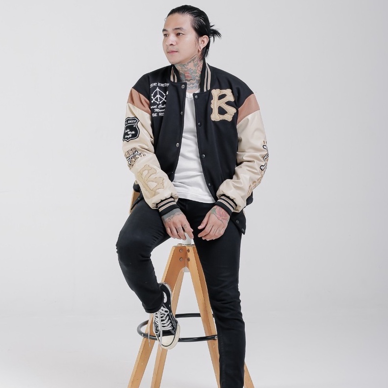 Varsity Jacket HITAM CREAM Jaket Varsity Pria Premium HITAM Nascar Varsity Baseball Jacket Vintage J