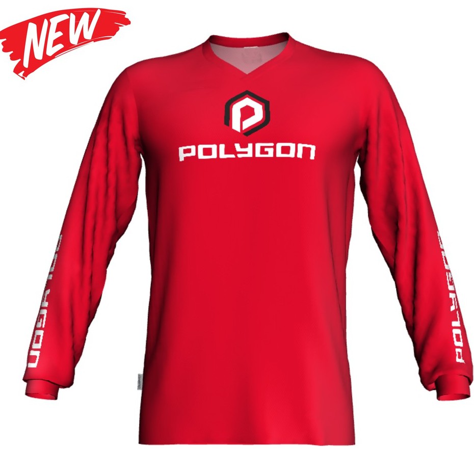Jersey Sepeda Polygon  Dryfit Benzema Merah List Putih