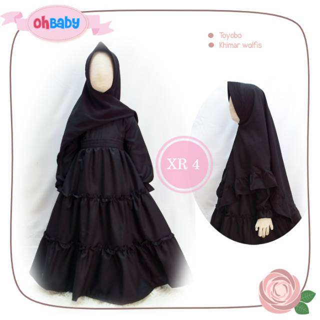XR 4 gamis hitam toyobo