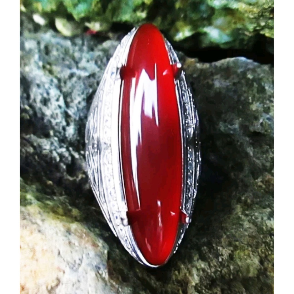 OBI MERAH batu akik natural bacan obi merah super size pandan jumbo 40mm