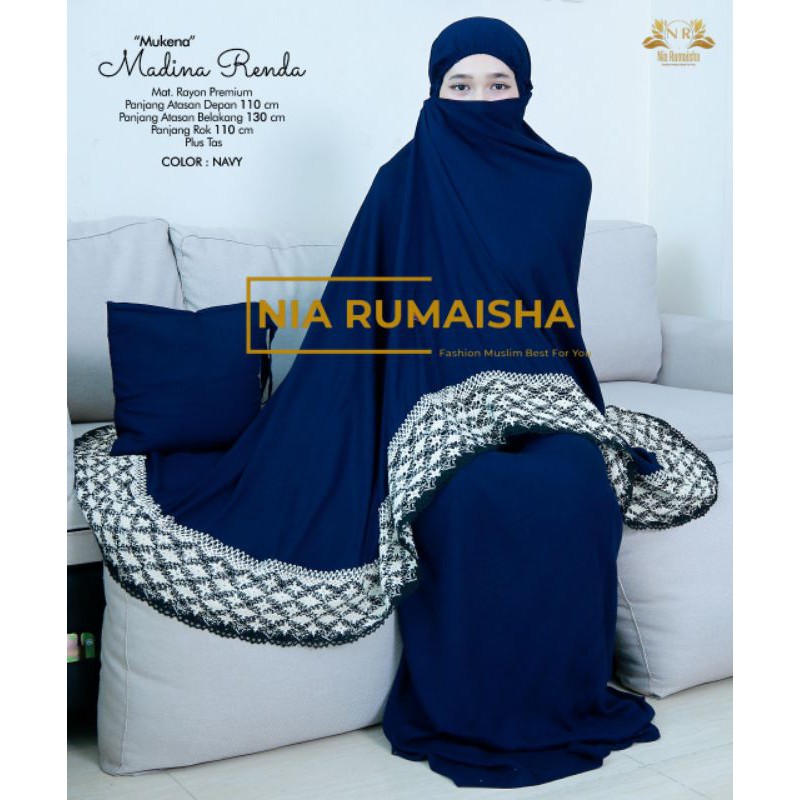 mukena madina renda navy btc solo