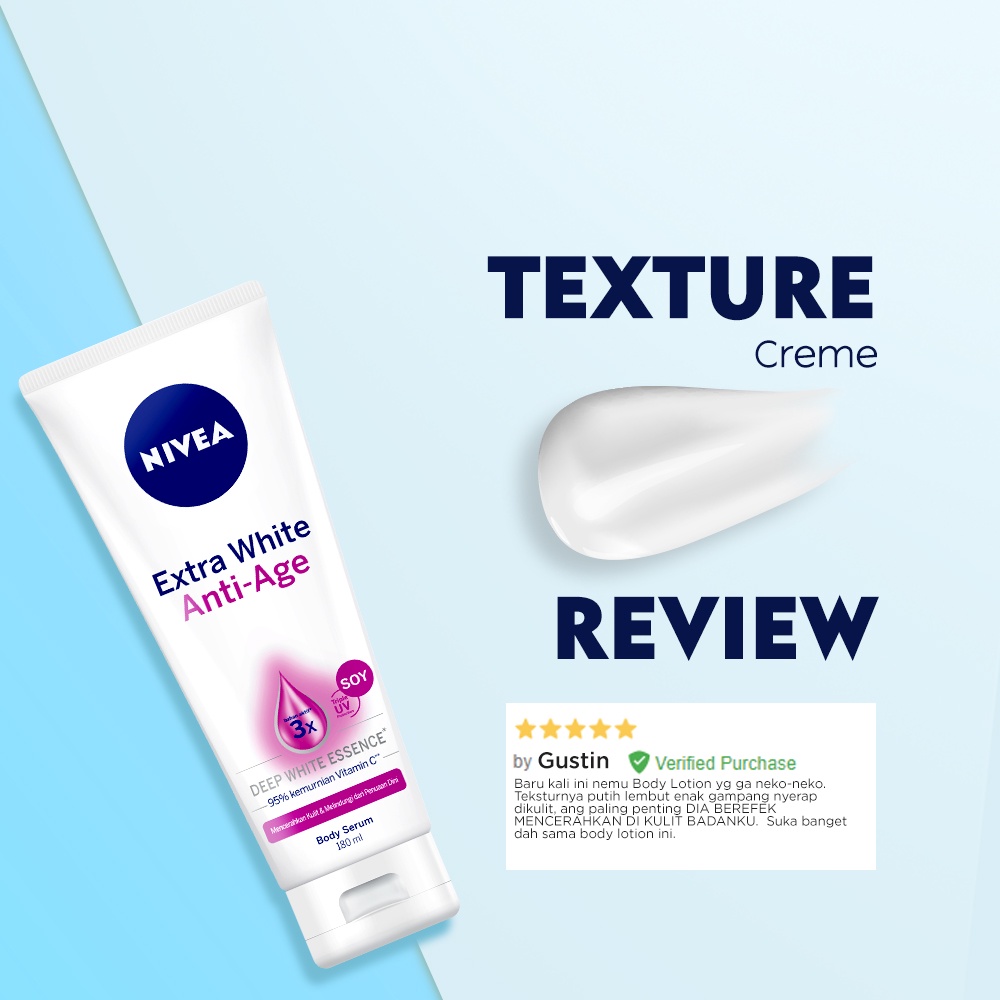 NIVEA Body Serum Extra White ANTI AGE 180 ml - Mencerahkan Kulit dan Melindungi dari Penuaan Dini - Body Care Hanbody Handbody Hand Body Hanbodi Handbodi