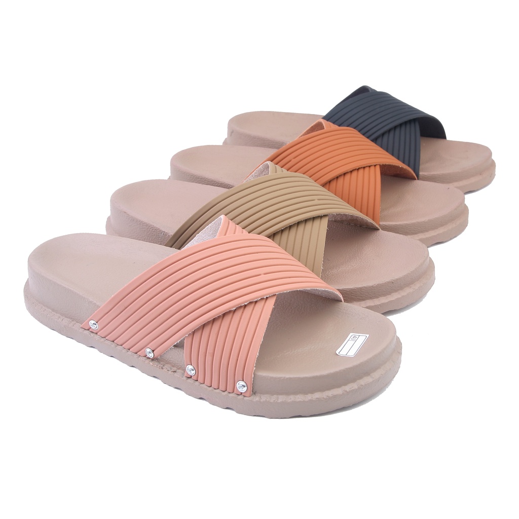 SANDAL WANITA PLATFORM SILANG GARIS SLOP KOKOP