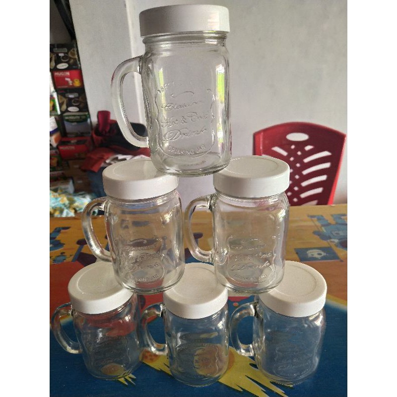 Gelas Harvest Jar 250 ml Tutup plastik putih