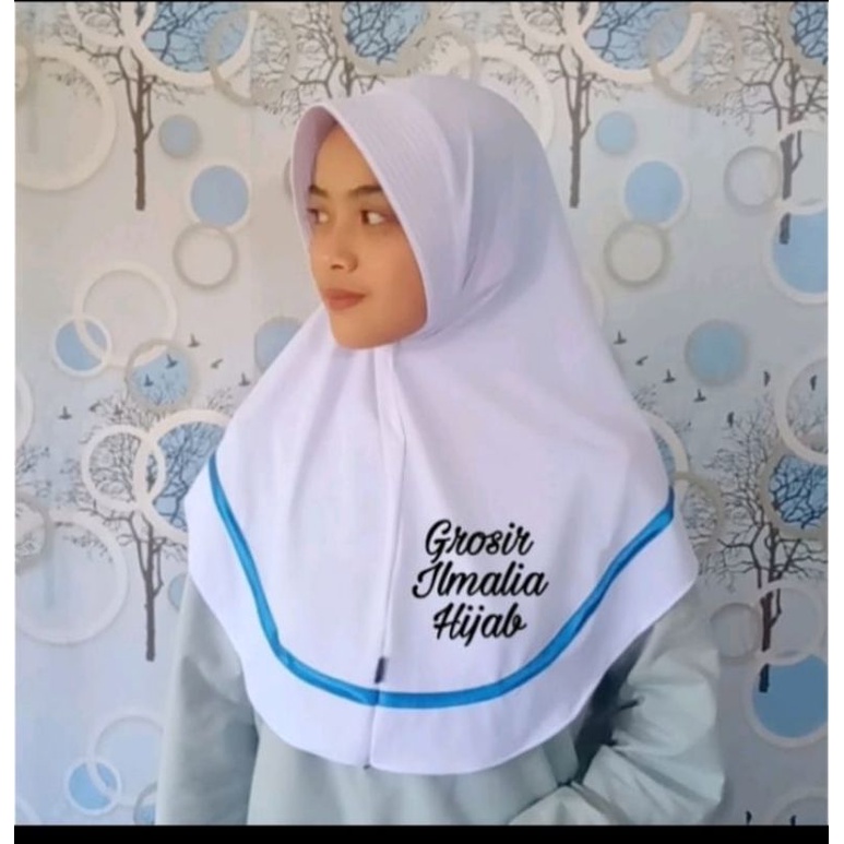 Hijab Suster Terbaru/Jilbab Bidan/Kerudung Perawat/Bergo Instan DinKes, Stikes/Busa Antem Garis Full-Turkis tua