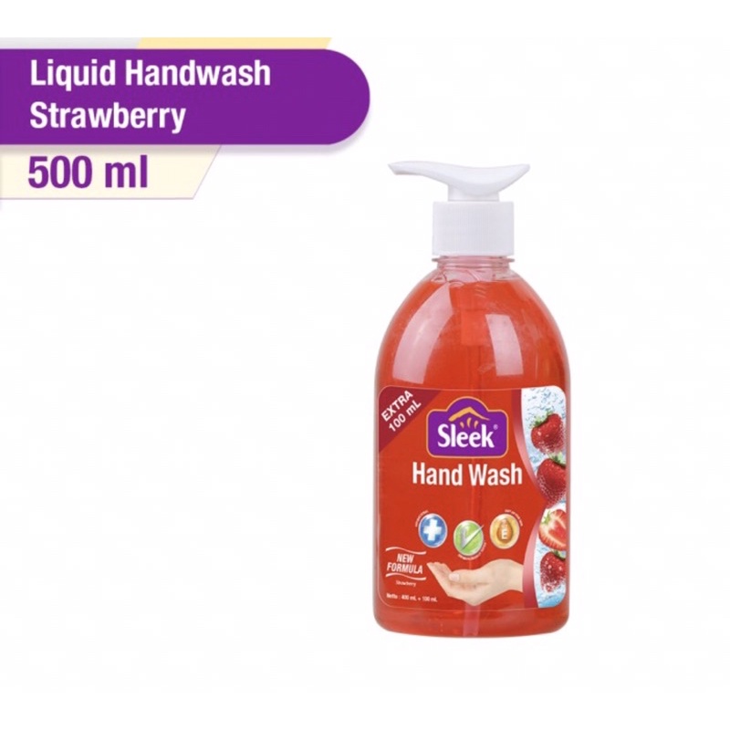 Sleek handwash strawbery botol 500 ml ( sabun cuci tangan )