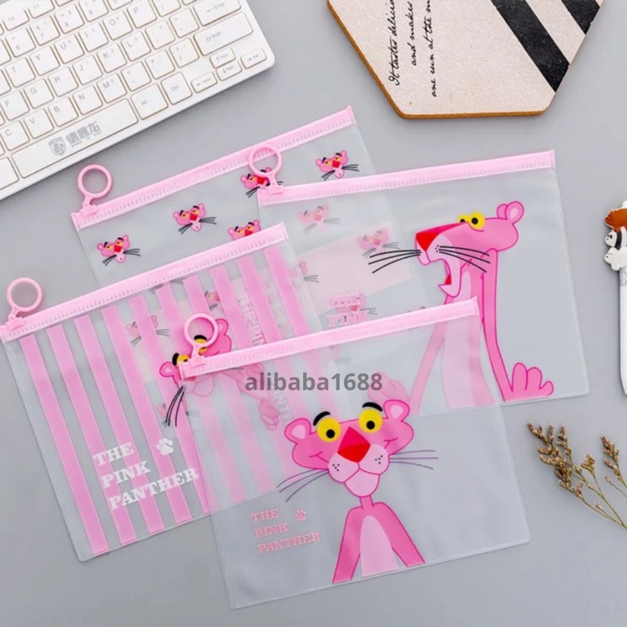 Tempat Pensil Transparan T99 Unicorn &amp; Pink Panther / Map File Unicorn