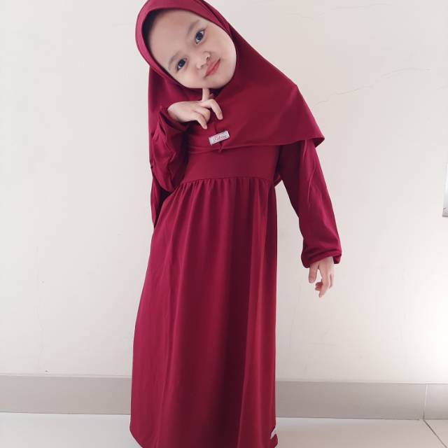 GAMIS ANAK PEREMPUAN/GAMIS JERSEY ANAK/WARNA MAROON