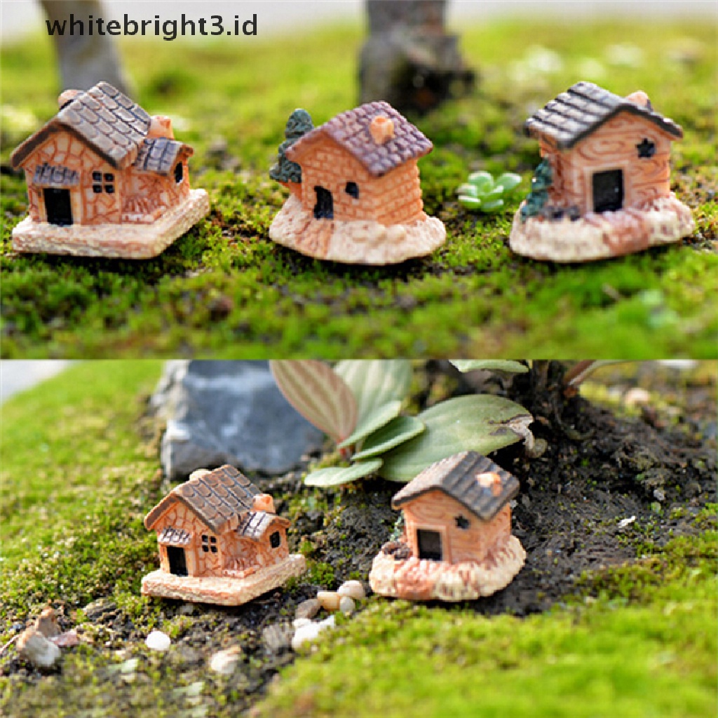 (whitebright3.id) 3pcs Miniatur Rumah Kecil Untuk Dekorasi Taman / Hadiah