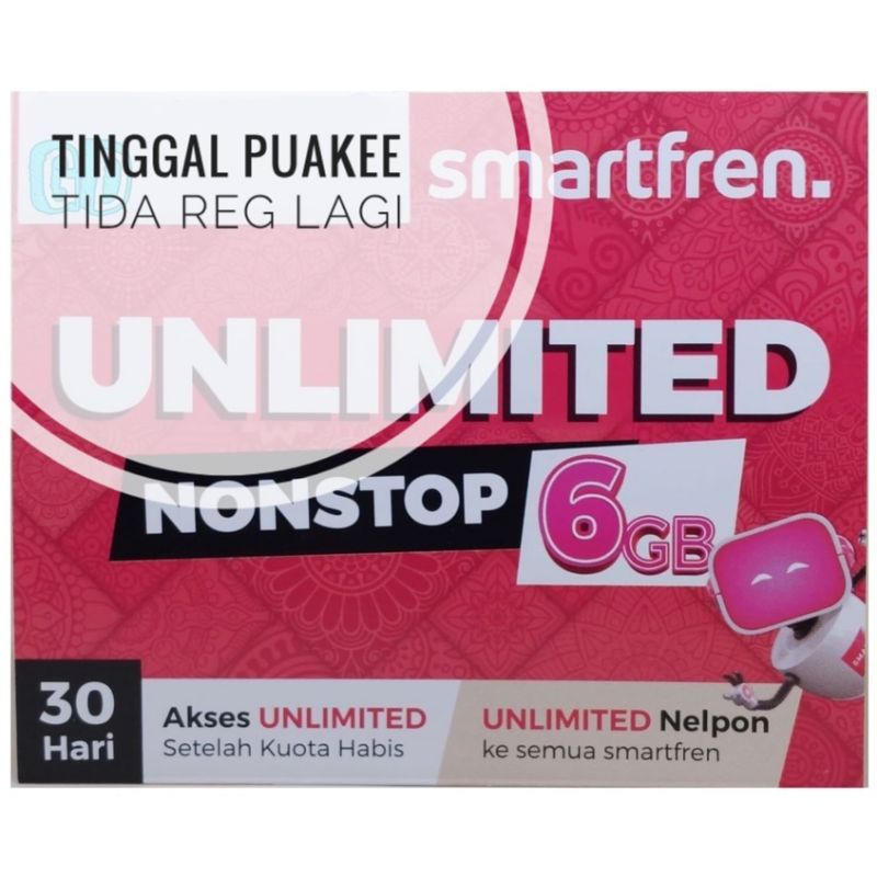Kartu Perdana Smartfren Unlimited Kuota 6Gb 3Gb 2Gb dah reg tinggal pake