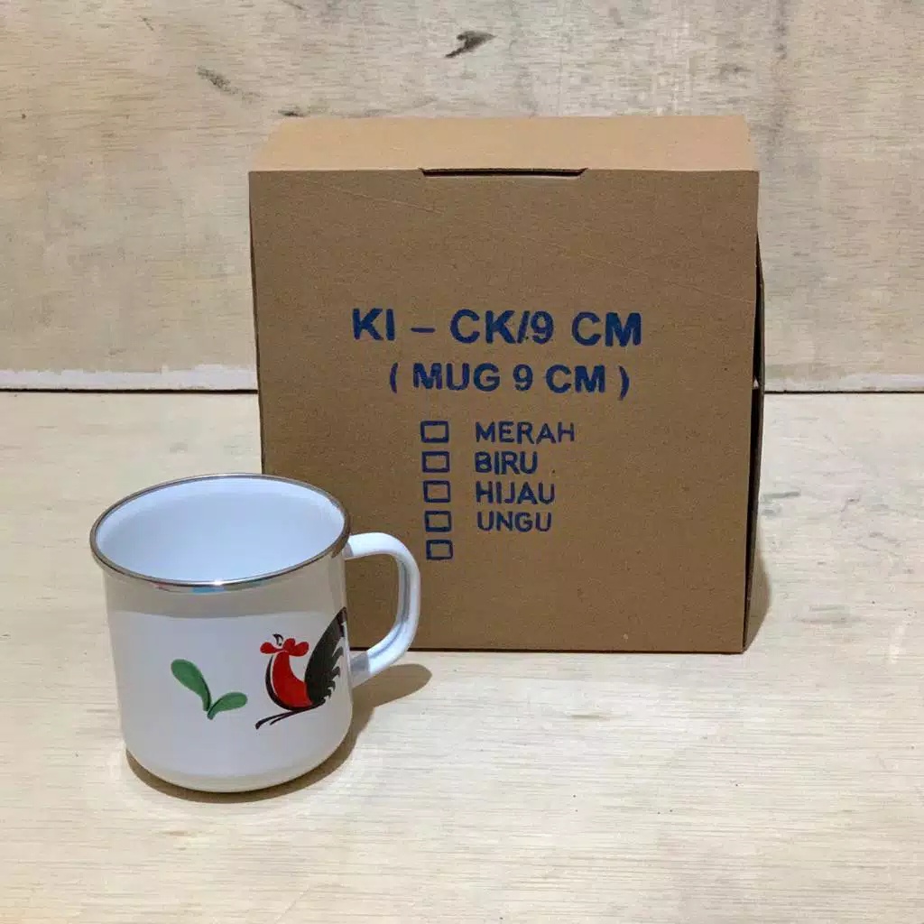 GROSIR CANGKIR/GELAS/ MUG ENAMEL AYAM JAGO 1 PCS/1SET