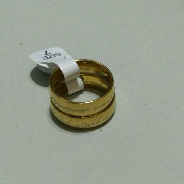 Promo 2 cincin pernikahan / cincin titanium dilapisi emas imitasi anti karat