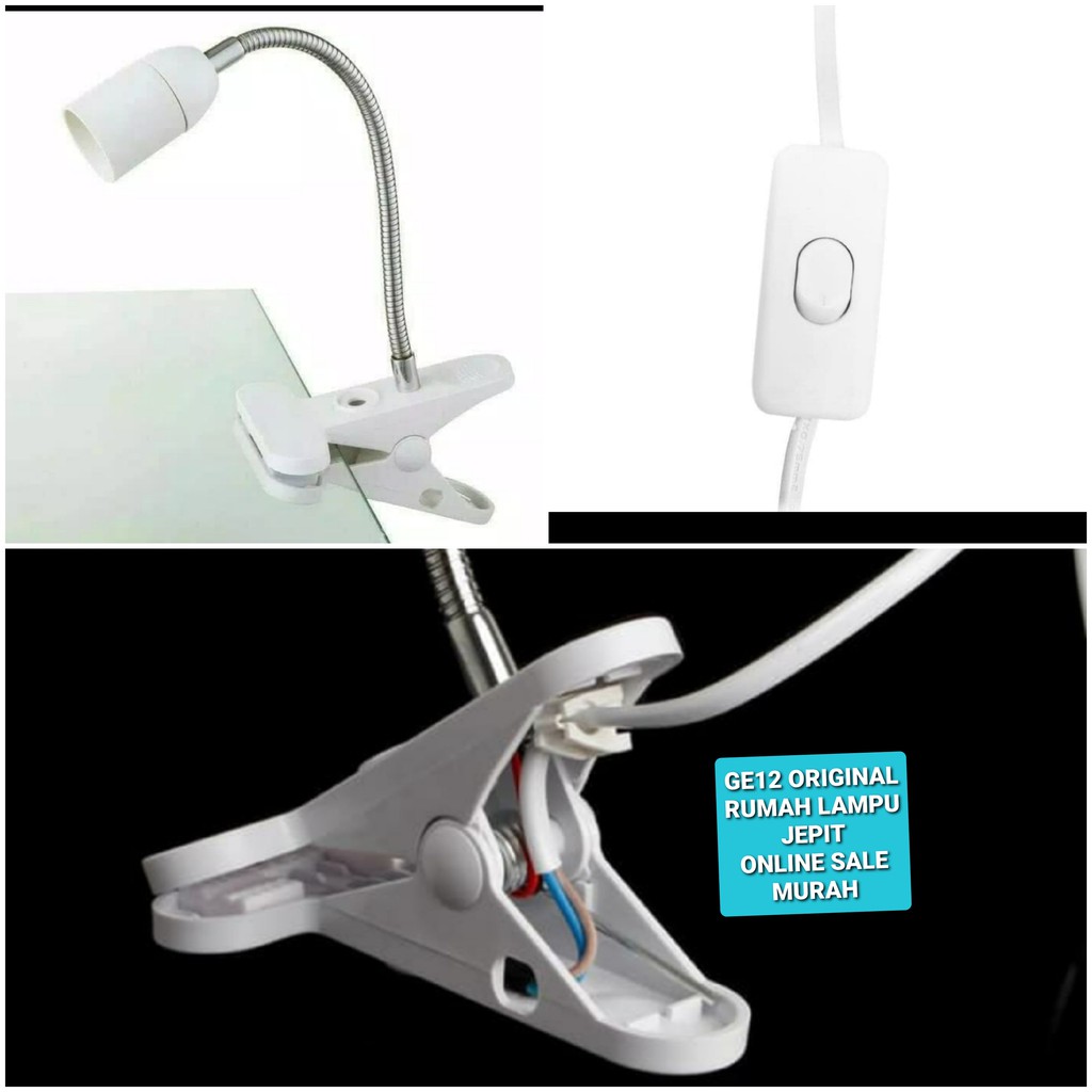 G12 Original rumah lampu belajar jepit lampu baca fitting e27 clamp led light power terang saklar mesin fleksibel belalai lentur lamp meja emergency bohlam penerangan hias Senter gantung sorot dinding  Bisa segala jenis lampu  Lampu Meja Jepit Fleksibel F