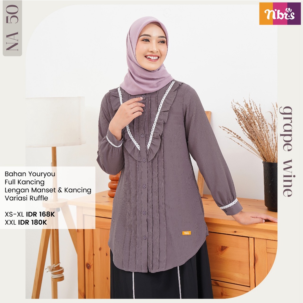 Nibras Atasan New Collection NA 50 Bahan Yoryou Atasan Wanita Muslimah Modern Kekinian Korean Style by nibras bisa COD