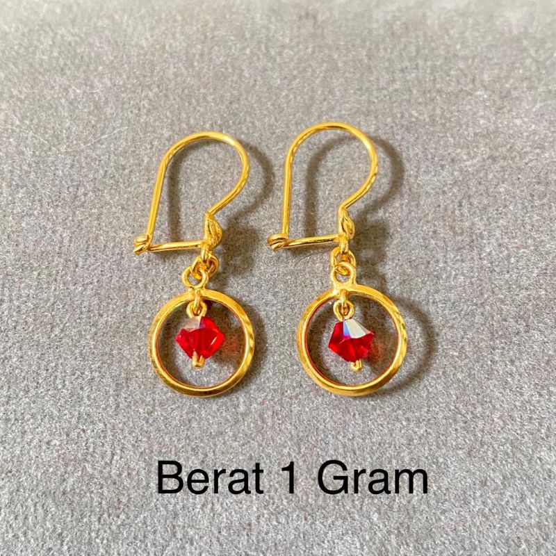 Anting Desi Mutiara Merah Emas Muda 1 Gram