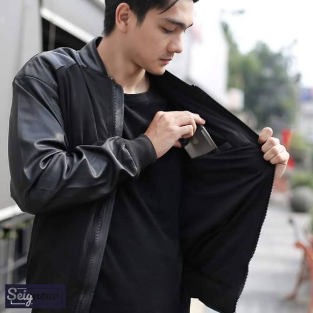 Jaket Pria Kulit Kombinasi Original Seigneur