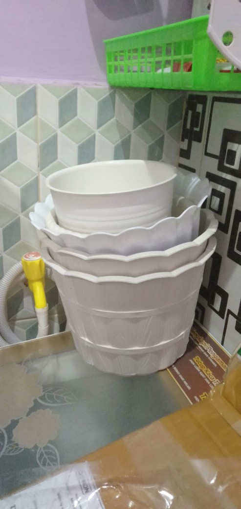 Pot Bunga Shallom - 20cm Putih