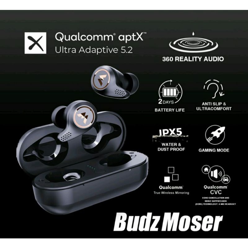 Budz Moser Earphone WIRELESS TWS Bluetooth Headset