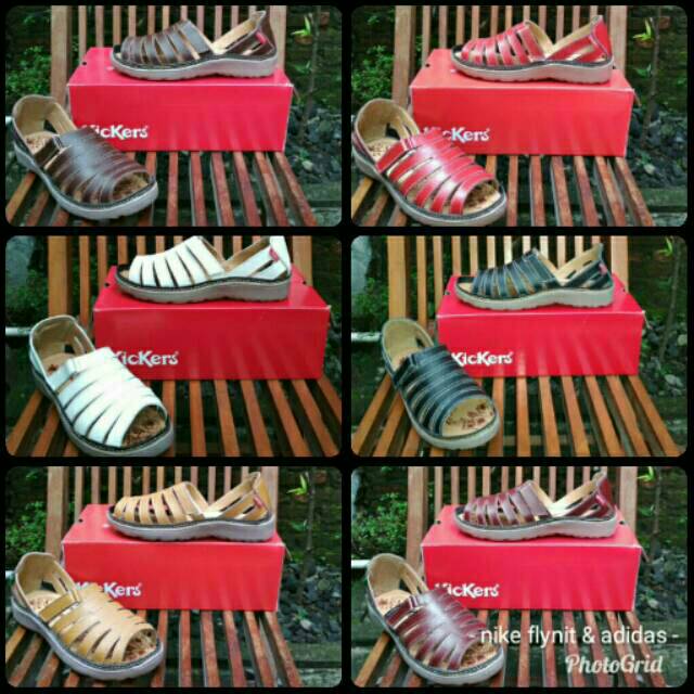 Sandal Kickers kulit asli cewek sepatu sandal Kickers