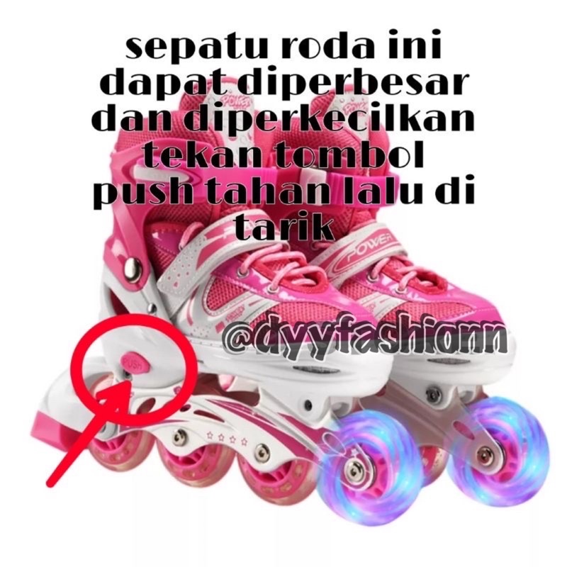 Sepatu roda anak laki-laki/perempuan skates led bisa setel mode bajaj/mobil