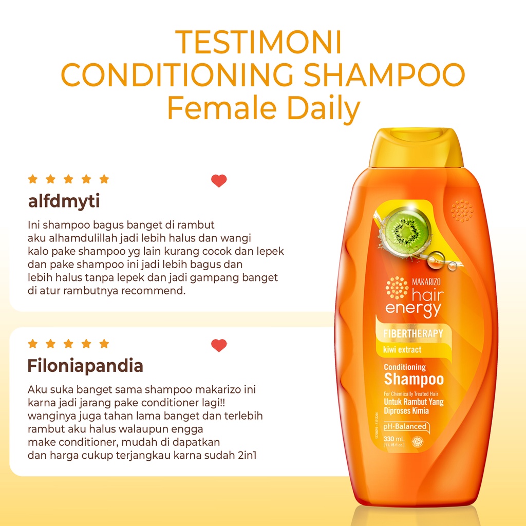 PAKET ISI 2 - Makarizo Hair Energy Fibertherapy Conditioning Shampoo Kiwi 330 mL-5