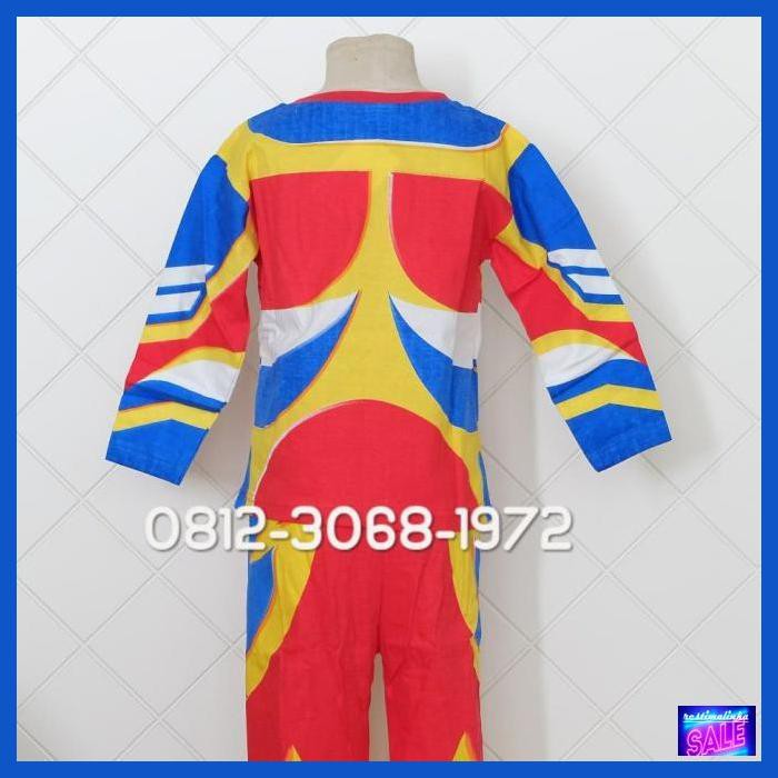 Kanamutsok- Topeng Nyala Baju Kostum Anak Superhero Ultraman Taro Tanduk - Size 8 -Aslii.