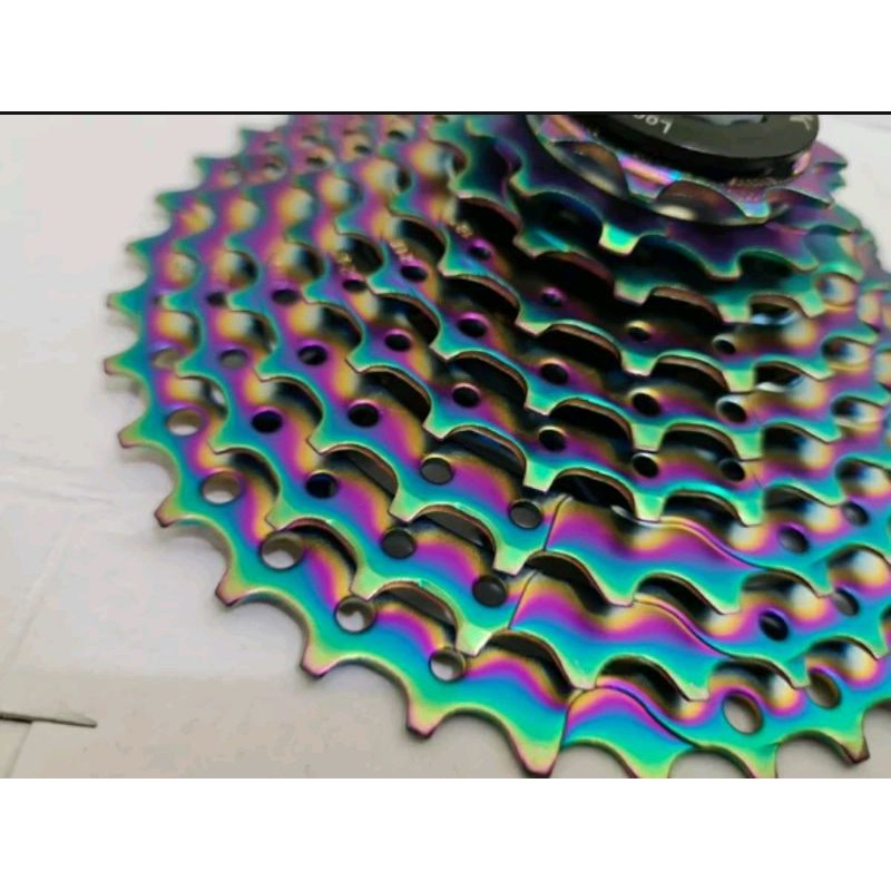 Sprocket 9 Speed SLK rainbow gear 9sp multi colour pelangi bisa sepeda mtb seli folding bike lipat shimano sora alivio acera altus