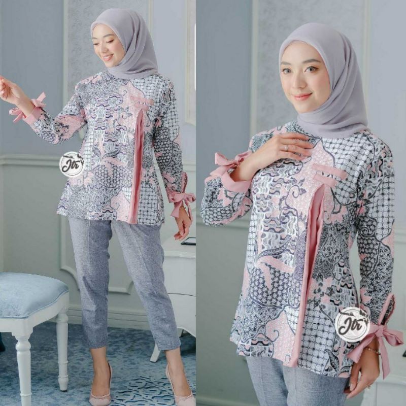 Batik Wanita Asj Sa Hrb026 Kenongo Kemeja Tosca Pendek