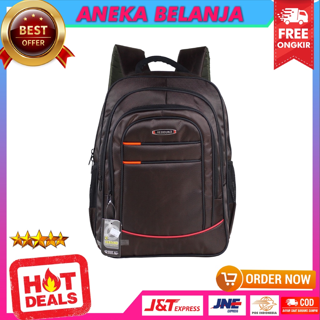 Tas Ransel Pria Rebound Coklat List Merah Harga Ekonomis Berkualitas Multifungsi Free Raincover Backpack Sekolah Cowok Free Slot Laptop Bahan Awet Tebal  Terlaris Termurah