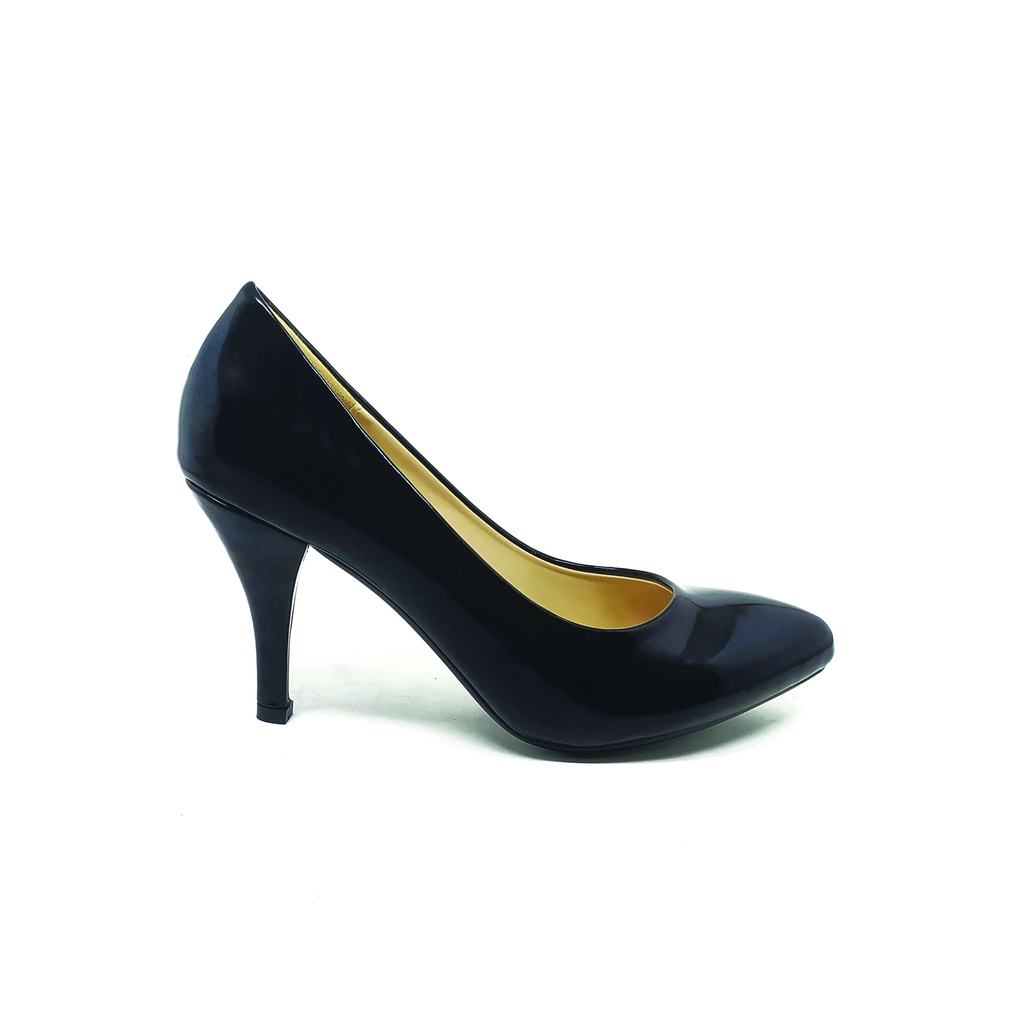 Workswell Sepatu Kerja Wanita Medium Heels 8cm Kode 1720 Hitam Glossy