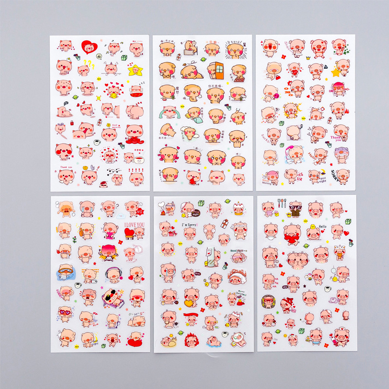 imoda 6Lembar Stiker Hewan Lucu DIY Diary Scrapbook Dekorasi Stiker-E