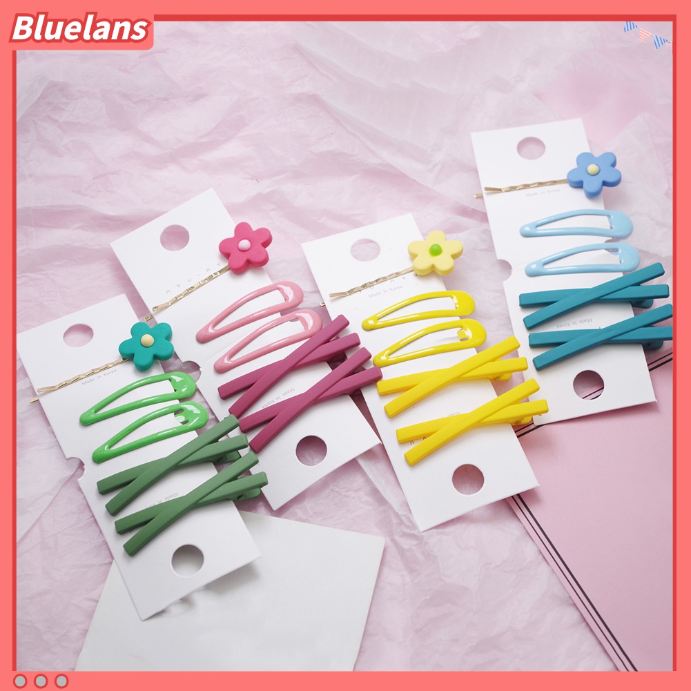 Bluelans 5Pcs / Set Jepit Rambut Bobby Pin Desain Bunga Silang Frosted Untuk Wanita