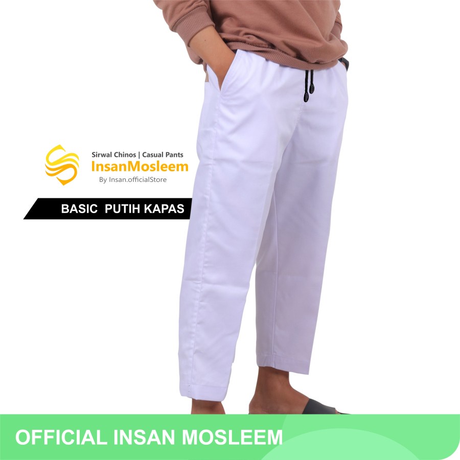 Sirwal Putih Pria Dewasa Bahan Katun / Celana Sirwal Putih Tulang Pria Dewasa Formal / Cingkrang Put