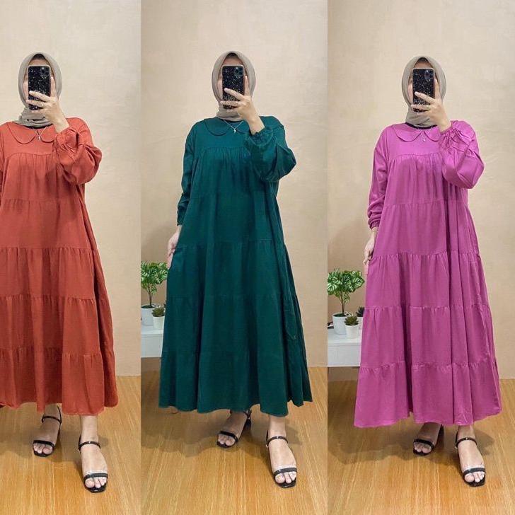 Banyak Dipakai.. MIDI DRESS MOTIF/POLOS DRESS BUSUI LD 110