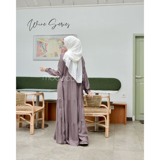 Gamis polos premium Babydoll Lady Dress Rayon Twill Full Kancing busui wine ungu abu rekomendasi