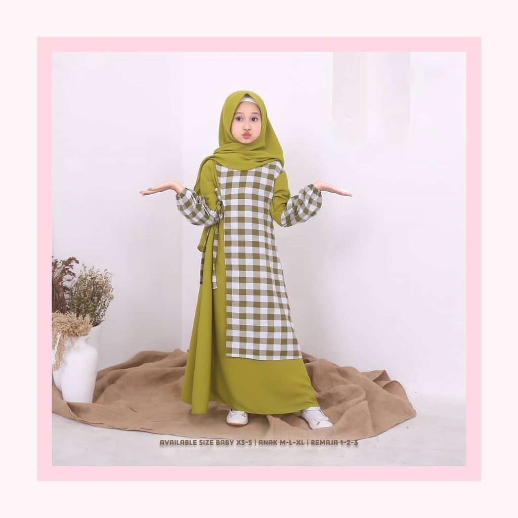 Gamis Anak Usia 8-12 Tahun Rabya kids free hijab Model Gamis Anak Terbaru 2021 Kekinian