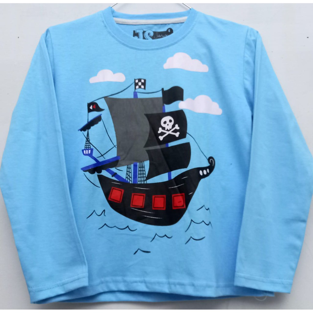 RKA - KLGCo Kaos Lengan Panjang Anak Karakter Kapal Bajak Laut Biru