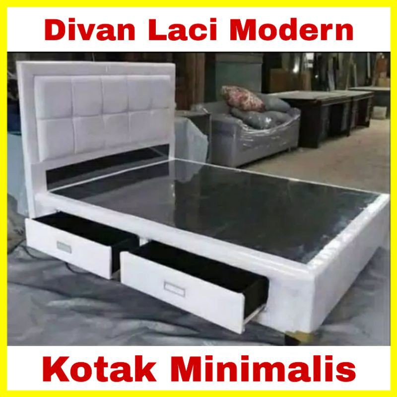 Dipan Divan Ranjang Laci + Sandaran Kasur Tempat Tidur SpringBed Busa Modern Minimalis Mewah