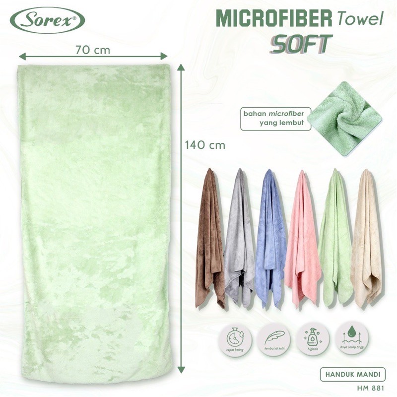 Handuk Mandi Microfiber Sorex HM881 &amp; HM901 -70x140cm dan 50x100cm