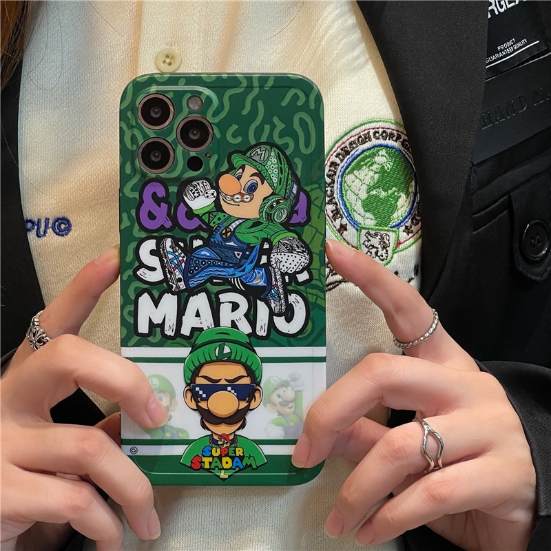 Cartoon Super Maria Phone case  iPhone 7 8 Plus 12 11 8 X XR XS MAX 13 11pro 12 pro Max SE 2020 Straight edge Matte Soft TPU Cover