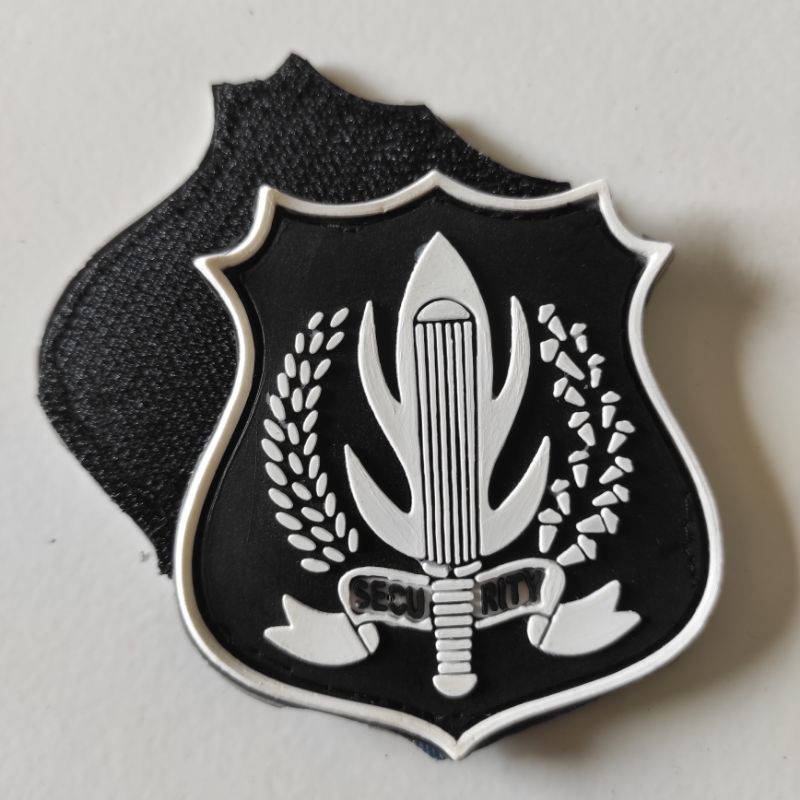 PATCH RUBBER LOGO SECIRITY SATPAM PUTIH/TEMPELAN EMBLEM KARET VELCRO