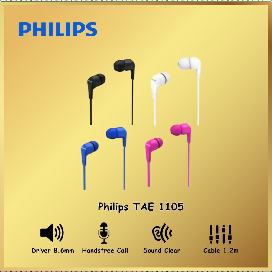 Philips TAE1105 In-Ear Wired Headphones Earphone TAE 1105