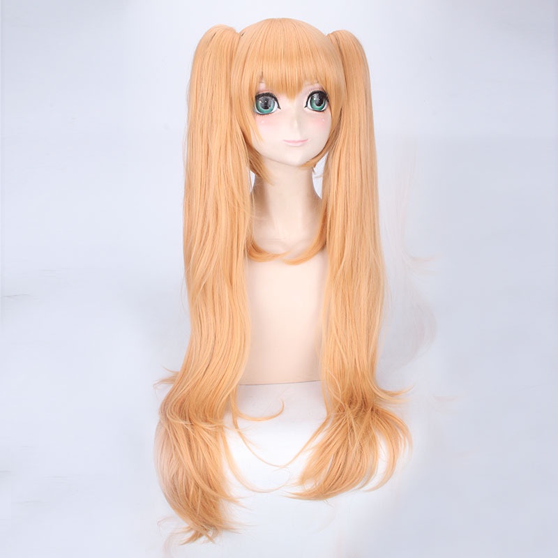 LOL-123 wig clip on rambut palsu daily lolita cosplay blonde orange naruto twintail