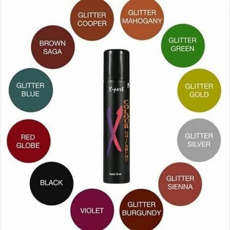 X-pert | Xpert Hair Spray Color | Hair Spray Colour | Hair Spray Warna Non Permanent 75ml