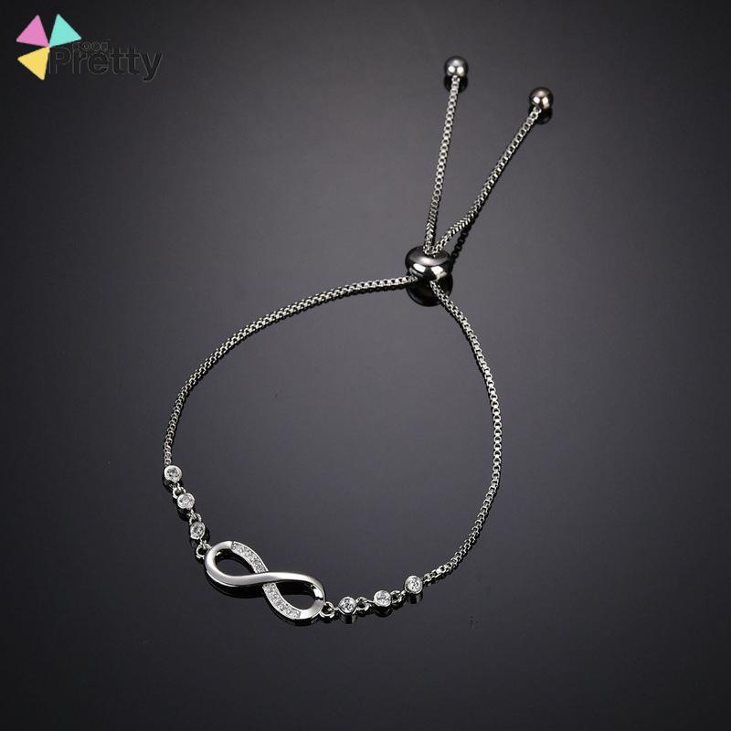 Korea Gelang Serut Gelang Titanium Emas Dapat Disesuaikan 8-Berbentuk Gelang Wanita Aksesoris Fashion - PD