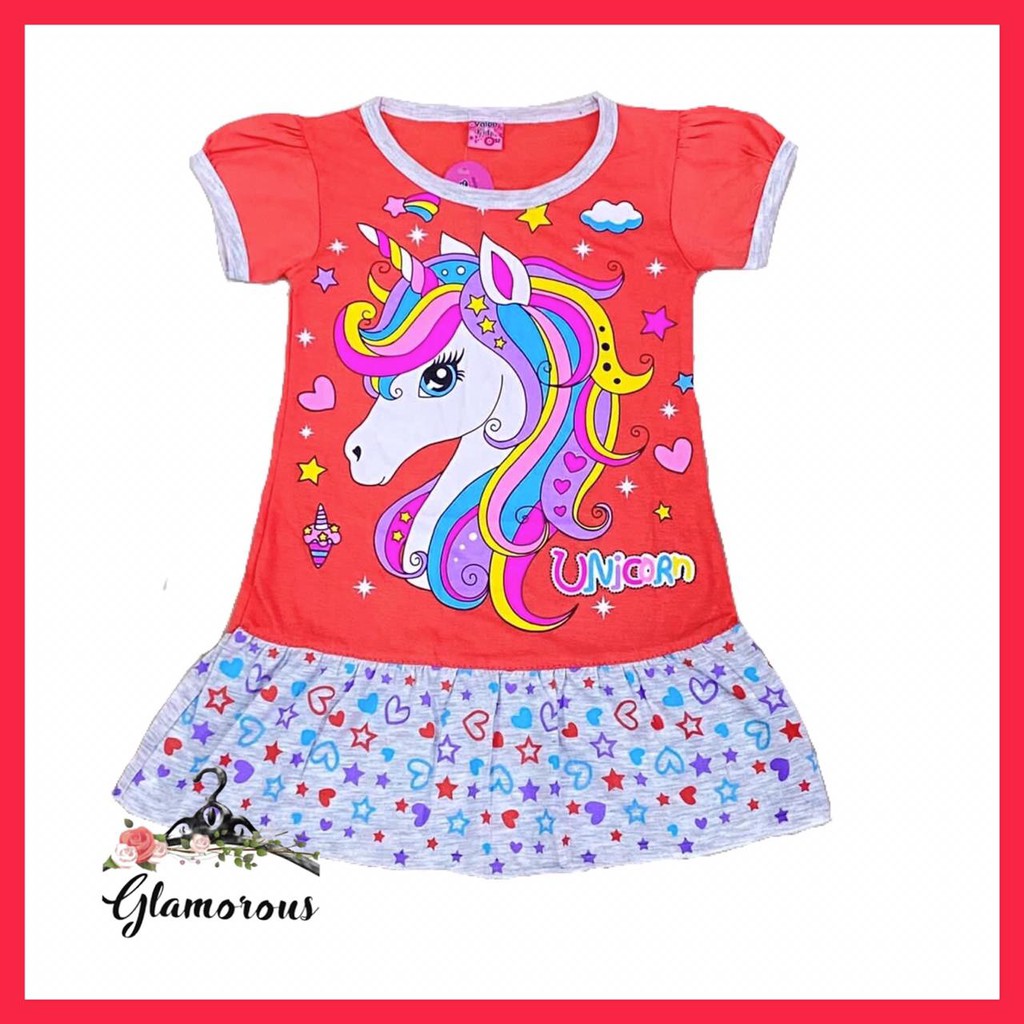 CUCI GUDANG DISKON 25% Dress / Daster Anak Umur 2-8 Tahun Motif Unicorn