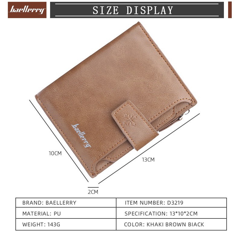 BAELLERRY DOMPET UANG TEBAL BAHAN SEMI KULIT LEMBUT ADA ZIPPER TEMPAT KOIN 3219