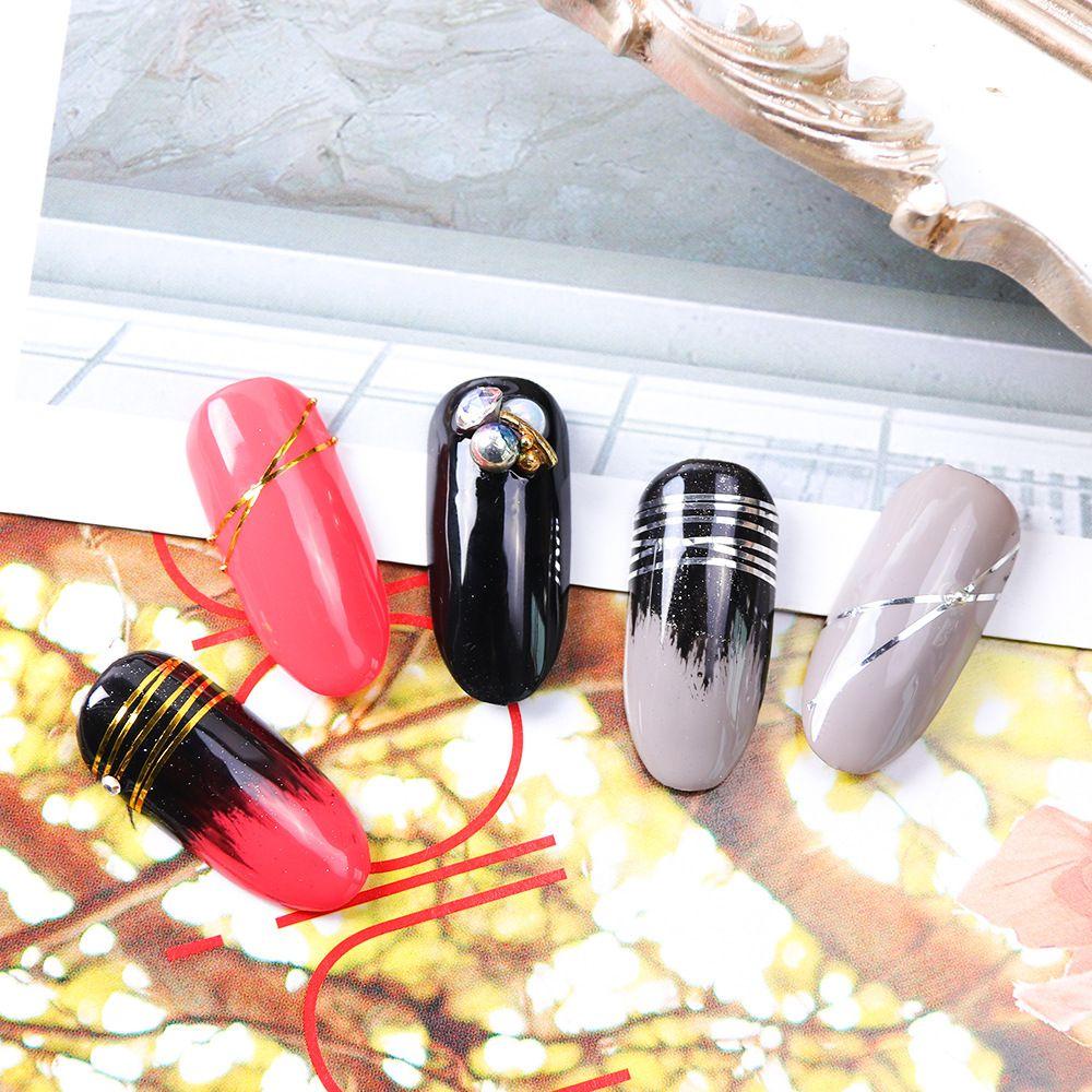 R-flower 5roll/set Stiker Pita Nail Art Striping Line Hot Glitter Gold Silver