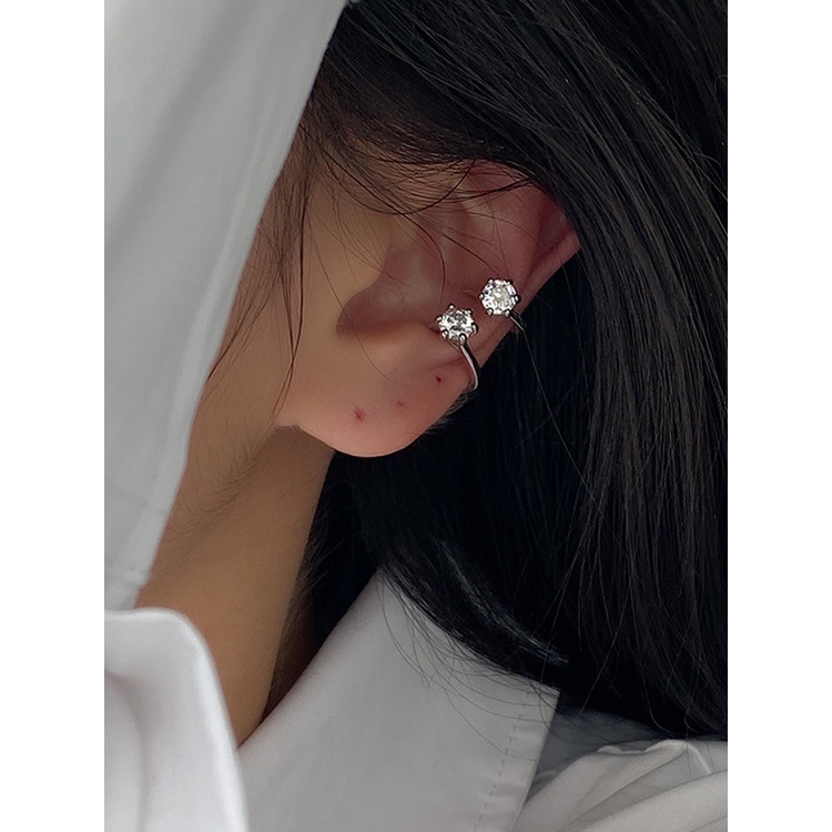 Anting Klip Tanpa Tindik Hias zircon Gaya simple Untuk Wanita