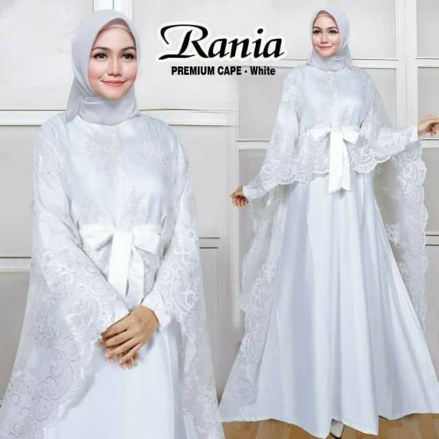 rania cape tile renda bordir gamis pesta premium